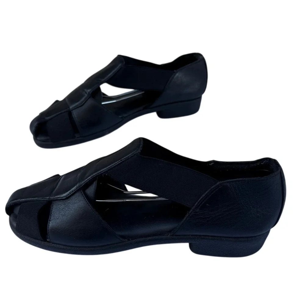 Airspree Black Leather Slip-On Sandals Women’s Size 7 Comfort Summer Shoes